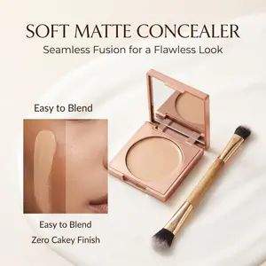 Matte Concealer 3g with Dual-Ended Brush, High Coverage for Blemishes, Dark Circles, Spots, Soft Matte Finish, Easy Application, Natural Look