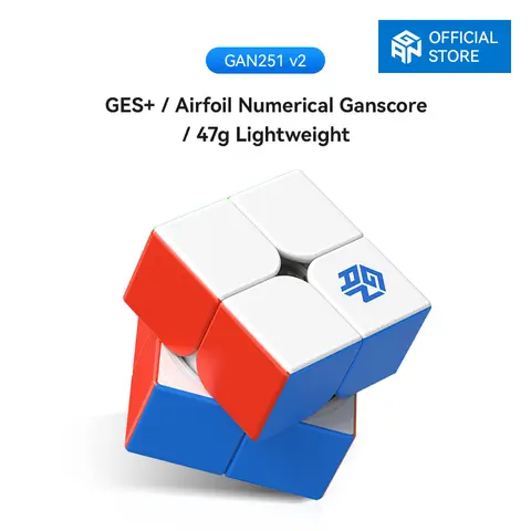 GAN Official Store Unisex 2x2 Speed Cube - 47g Lightweight Plastic, 51mm, Bright Stickerless Color Scheme, Controllable Movement, Easily Tuned with GES+, Beginner Learning Game (Rubix Cubes Category)