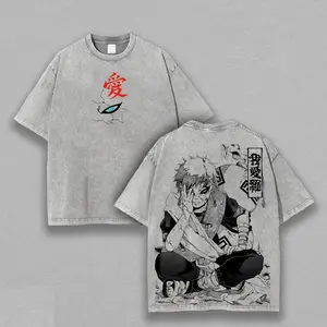 Gaara - Naruto Anime Double Printed Vintage Washed Tee Unisex Oversize Anime Manga Washed Heavyweight Cotton T-shirt, Gift For Anime Fan