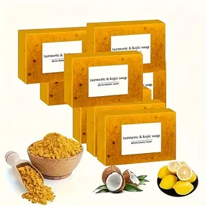 Lemon Turmeric-Kojic Acid Soap, Facial Soap, Body Soap, Cleansing and Skin Care Product, Suitable for Bathing and Facial Care, Contains Natural Ginger Extract, Deep Cleansing and Moisturizing Handmade Soap