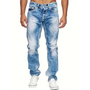 FR New JXSQ US Men's Casual Slim Fit Stretch Jeans - Chic Street Style Distressed Denim Pants -  For Men - Suitable for Casual Wear - Perfect Gift for Fashionable Guys