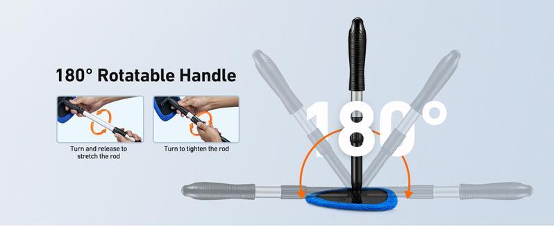 【Spring & Easter】Windshield Cleaning Tool, Microfiber Car Window Cleaner with 4 Reusable and Washable Microfiber Pads and Extendable Handle，cleaning products，cleaning products Mop，2026 Upgraded