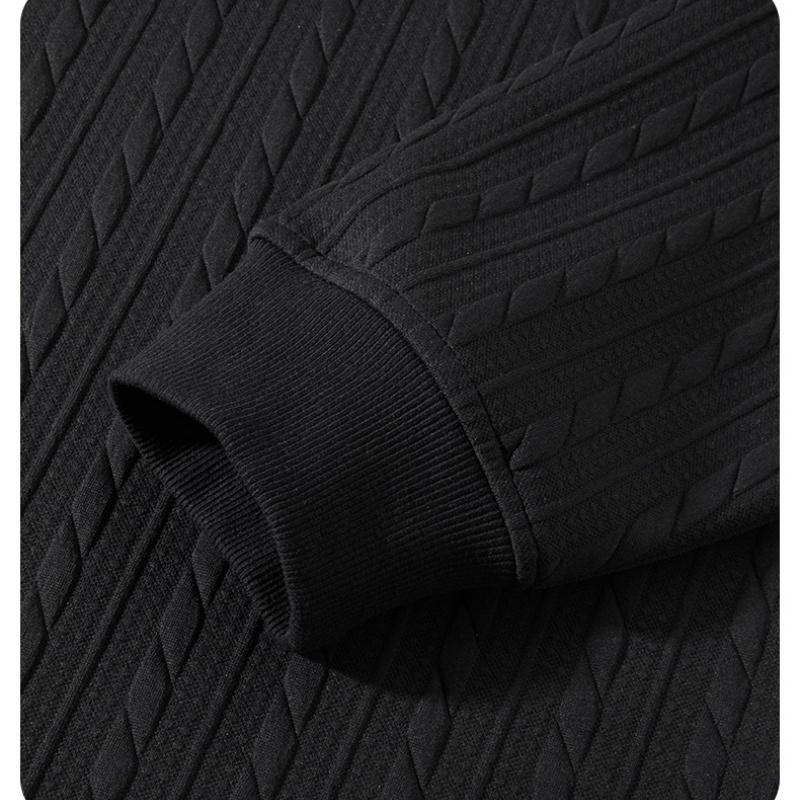 Men's Cable Knit Pattern Round Neck Sweatshirt, Solid Color Casual Loose Long Sleeve T-Shirt, Made from High-Quality Fabric Comfortable Base Shirt, Home Wear Daily Wear, Plus Size S-5XL Men's T-Shirt