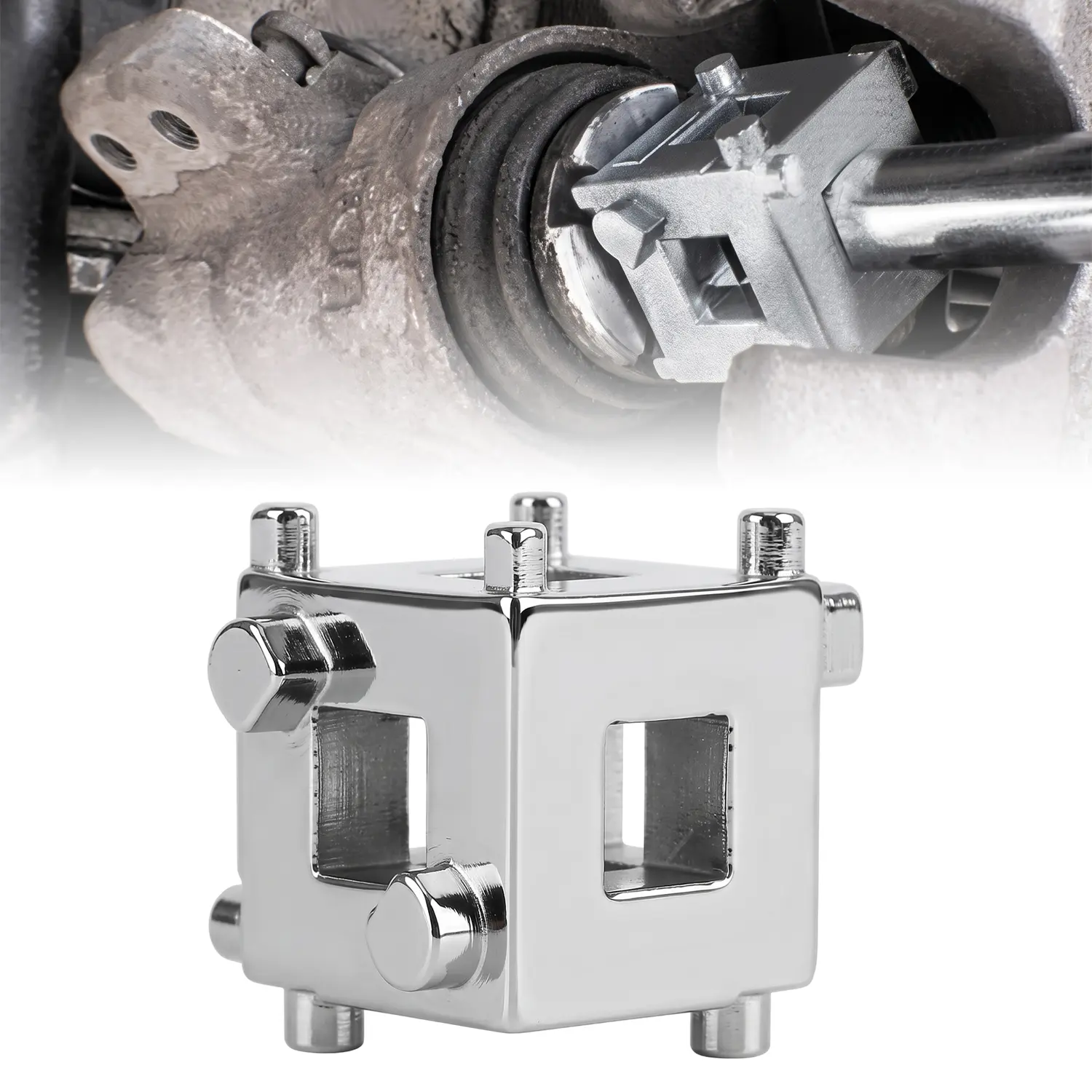 Brake Caliper Piston Compression Cube Tool, 3/8" Square Drive, 6-Sided Steel Disc Brake Piston Wind Back Tool for Rear Brake Pad Replacement & Car Repair