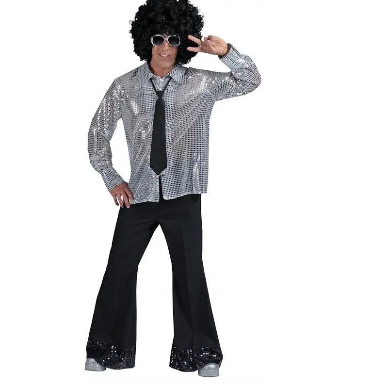 Black Disco Pants - Sequin Bottoms - 1970's - Costume - Men - 3 Sizes