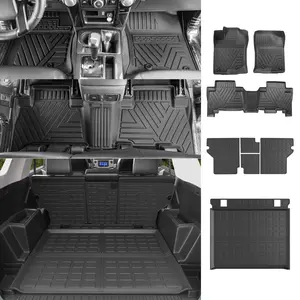 Floor Mat Compatible with 13-24 Toyota 4Runner Trunk Mat Backrest Mat Replacement for 2013-2024 Toyota 4Runner Accessories (Fit W/O Sliding Tray,Upgraded Backrest Mats+Rear Trunk Mat+Floor Mats)