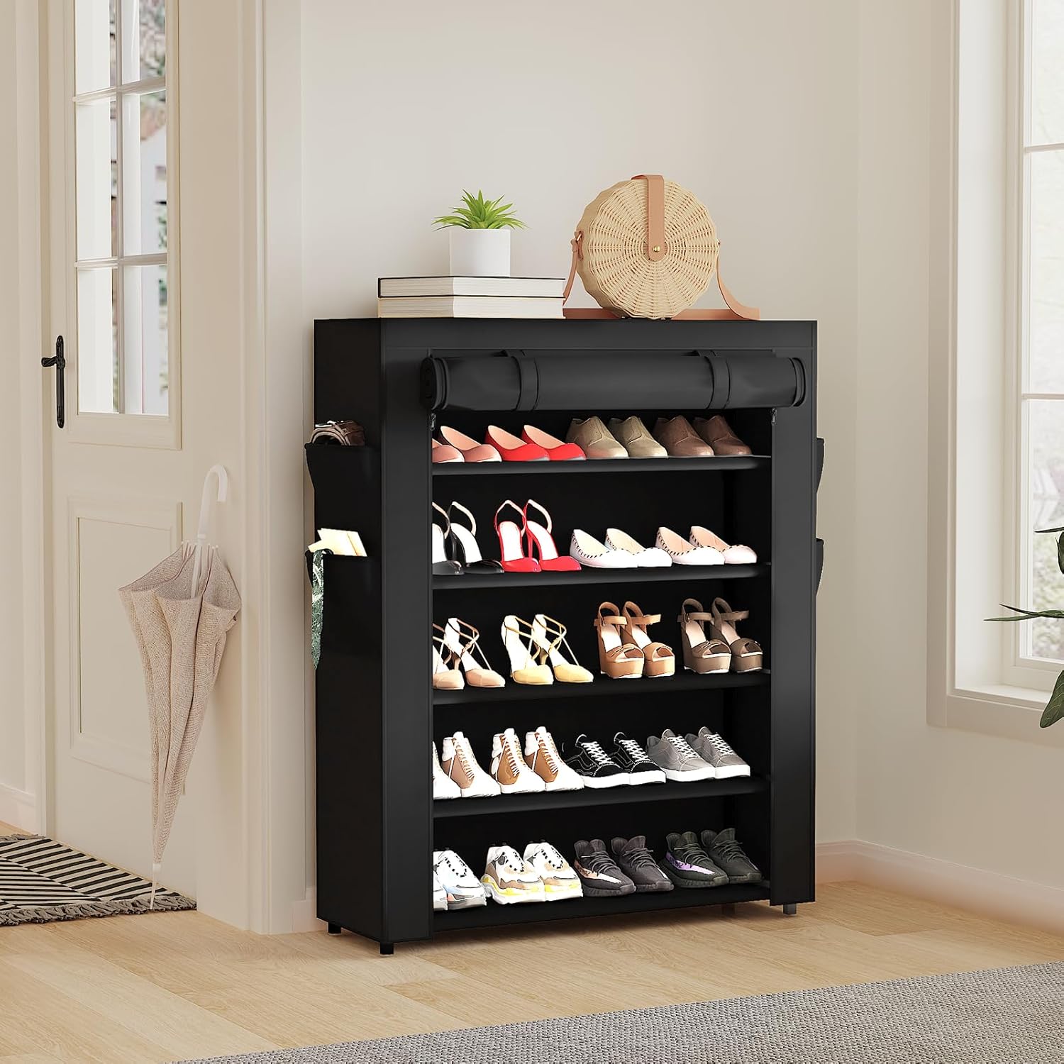 Multi-Layer Shoe Rack Assembly, Simple Dustproof Home Storage, Doorway Dormitory Rent House Indoor Shoes Organizer Standing Cabinet