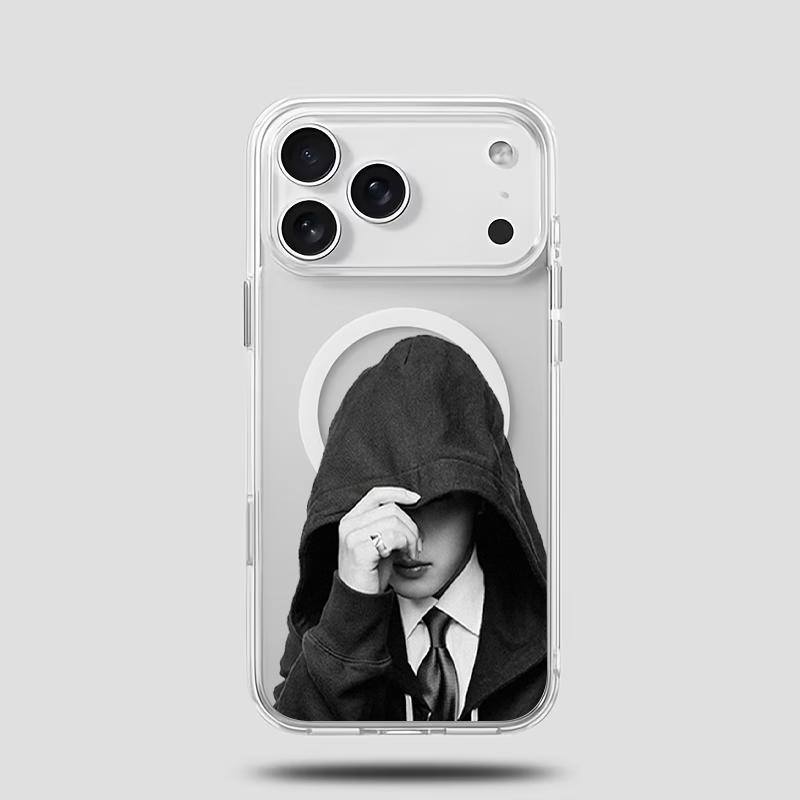 Retro-Style Phone Case — "We Are Back" Magnetic Protective Cover. Featuring a vintage black-and-white aesthetic and artistic boy band design, this K-Pop concert-themed merchandise is crafted exclusively for ARMY. (Compatible with iPhone 11 through 17