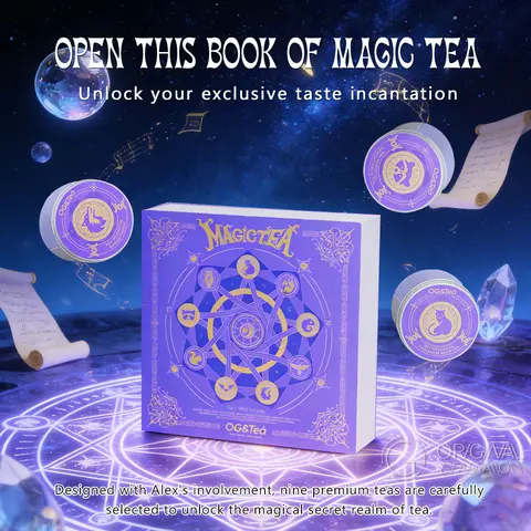 Limited Edition Magic Book Tea 218g 9 Different Teas Biluochun Green Tea,Peony White Tea,Sparrow Tongue,Jinjunmei Black Tea,Broken Silver,Puer,Shoumei White Tea,Silver Needle,Rock Tea, Set, Beverage
