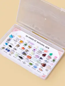 50 Natural Gemstone Collection Set, Polished Crystal Kit with Label Box, Moonstone Crystals, Ideal for Geology Enthusiasts and Mineral Collectors
