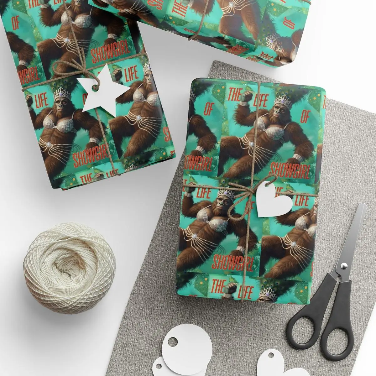 Bigfoot Wrapping Paper, Animal Gift Paper, Funny Meme Christmas Music Album Cover Wrapping, Xmas Gift Wrap Paper for Fan Family Friends, Wrapping Paper trend