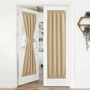 NICETOWN Room Darkening Curtains Panel - Entryway Decor Thermal Privacy Door Draperies for Glass/Front Door Blind, 36" Width x 72" Length, Biscotti Beige, One Panel