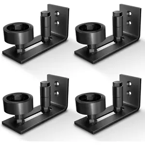 4 Pack Adjustable Floor Guide for Sliding Barn Door,Wall Mount System,8 Assemble Setup Options,Flush Flat Bottom Design,Fit All Size Door,Black