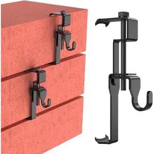 Brick Hanger,Brick Hooks,Brick Clips for Hanging Outdoor Pictures,No Drill,Holes,Nails or Screws,Stainless Steel,Black,6 Pack Hooks-BK-01