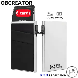Anti-theft Cards Protectors Card Holder Minimalist Smart Wallet RFID Protection Aluminum Metal Box Cardholder Case Porte Carte