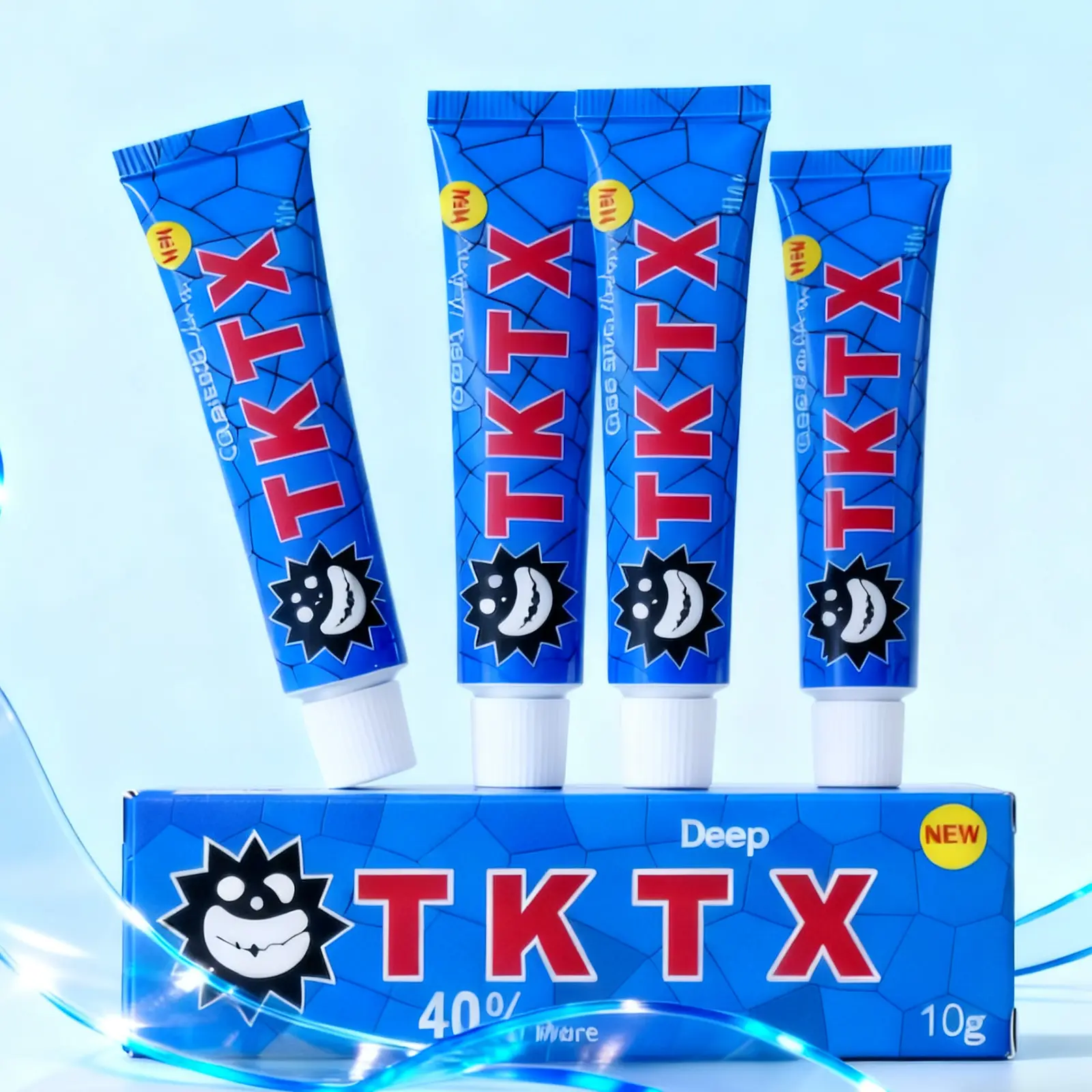 TKTX Maximum Strength Tattoo Numbing Cream 4-Pack (10g Each) - Lecithin-Based, Natural Ingredients, All Skin Types - External Pain Relief for Tattoos, Waxing