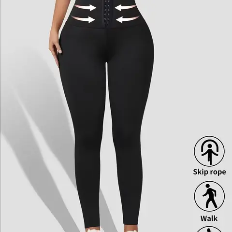 Women's High-Waisted Corset Leggings - Plain Normal Type Multi-Function Seamless Compression Tummy Control Body Shaper, Full Length Stretch Athletic Sportswear, Yoga-to-Gym Fitness Joggers, Machine Washable