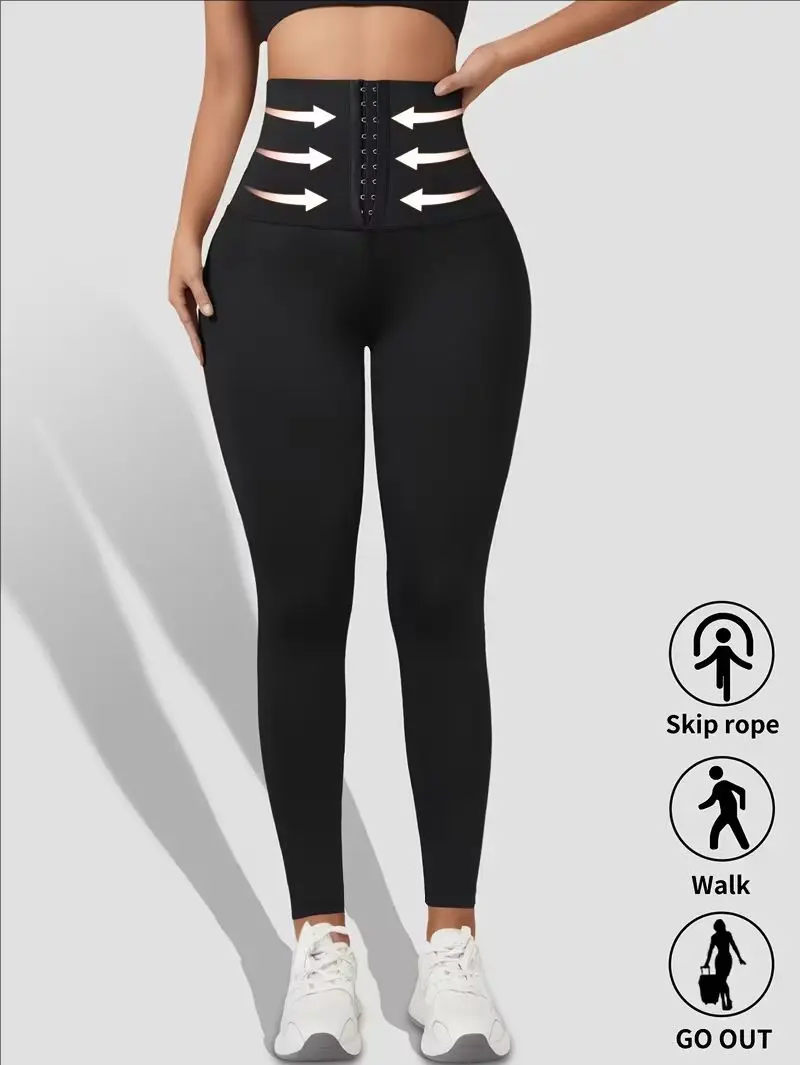 Women's Corset High-Waisted Leggings - Tummy Control Body Shaper, Stretch Seamless Training Leggings, Stretch Fabric Activewear for Yoga, Women's Clothes summerwins,summerwins