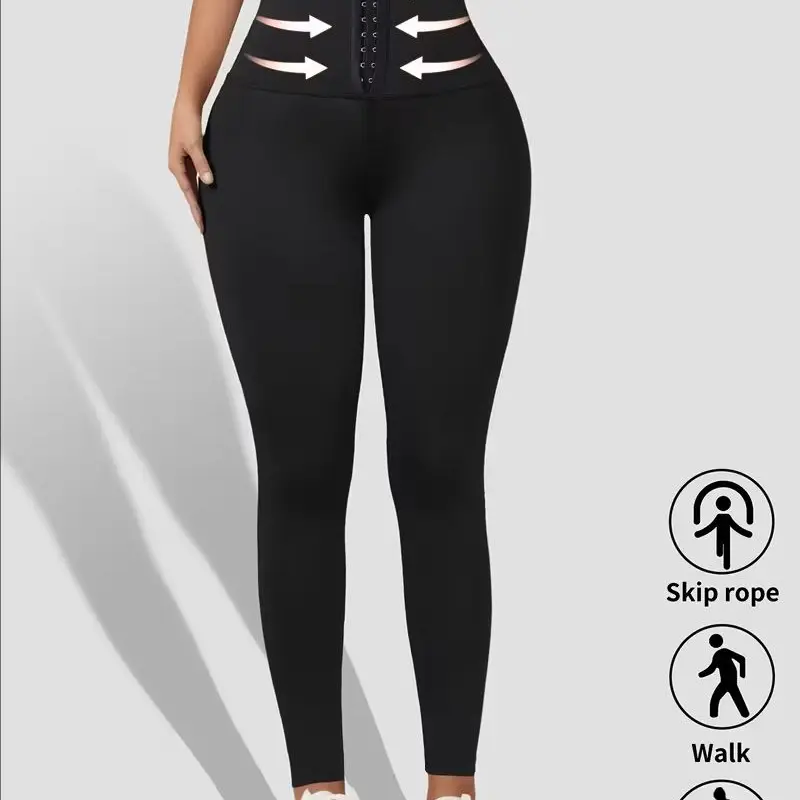 Women's High-Waisted Corset Leggings - Plain Normal Type Multi-Function Seamless Compression Tummy Control Body Shaper, Full Length Stretch Athletic Sportswear, Yoga-to-Gym Fitness Joggers, Machine Washable