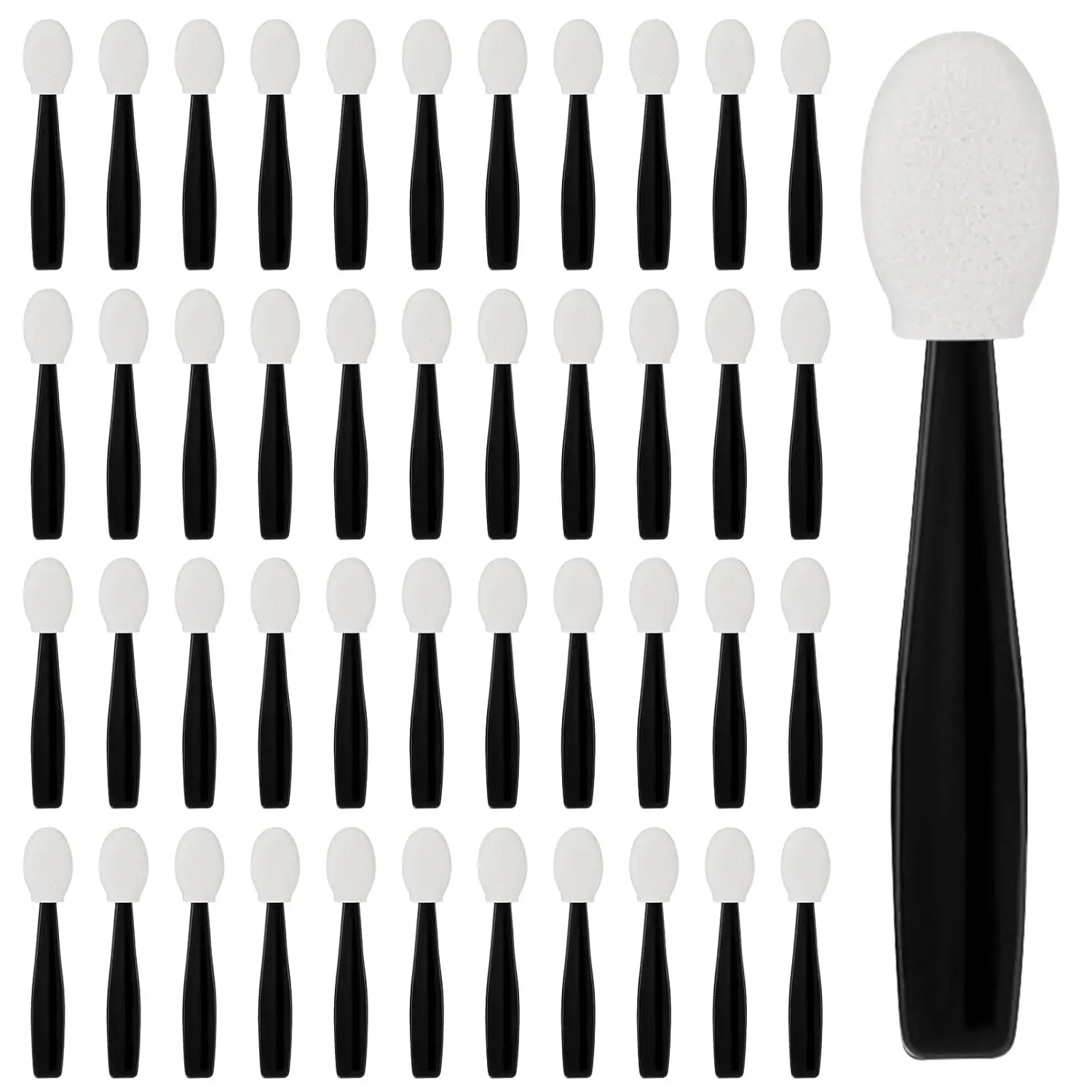 50 Pcs Disposable Double-Side Sponge Tip Eyeshadow Applicators, 1.9in Short Reusable Handle Travel Size Mini Cosmetic Sticks, Portable Makeup Tools for Eyeshadow & Cream