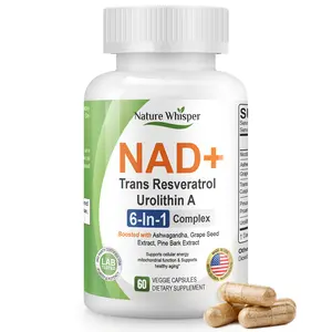 Nature Whisper NAD+ Supplement 620mg | 6-in-1 Complex with Resveratrol, Ashwagandha & Urolithin A - Daily Energy Stack for Focus, Brain Fog & Healthy Aging - 60 Capsules Fitness Natural