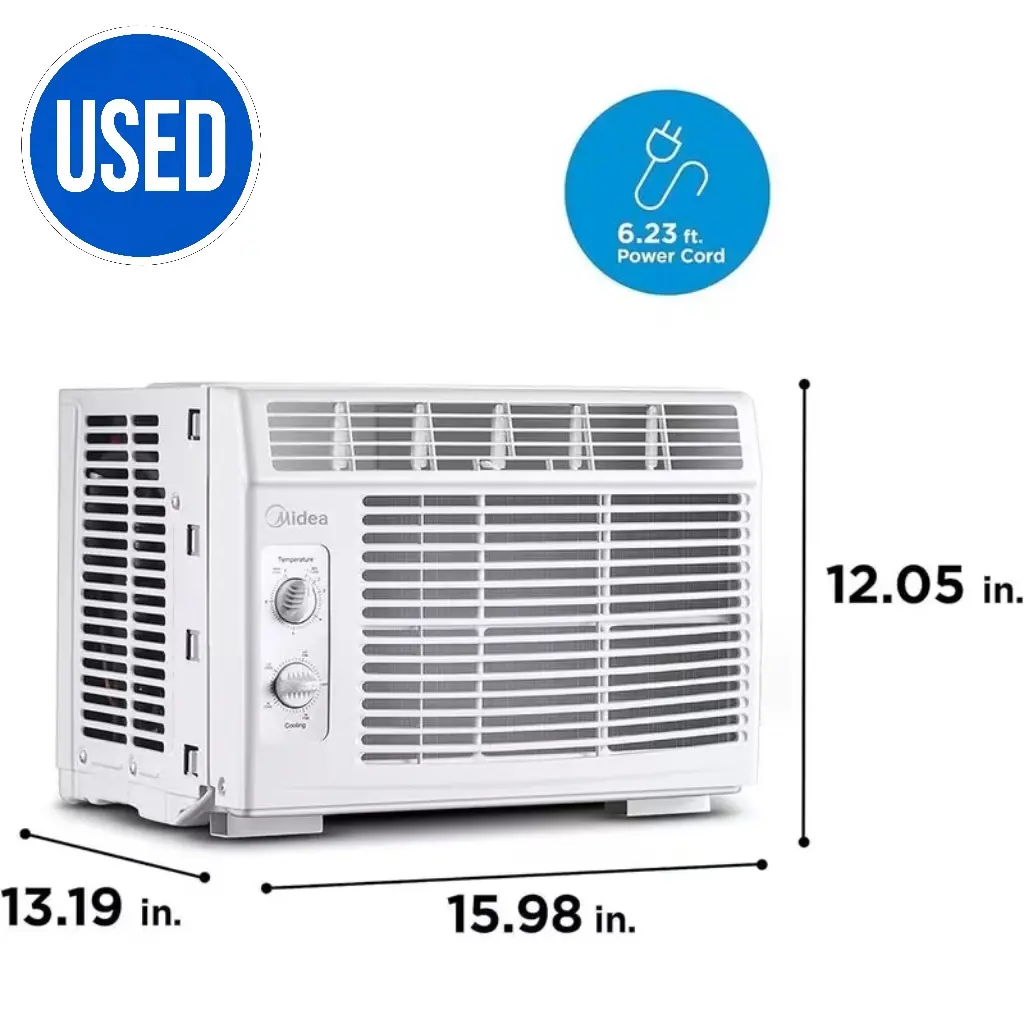Midea 5000 BTU Compact Window AC Unit - Energy Saving Copper Core Model, Easy Mechanical Knob Control (No Remote Needed), Quiet Cooling for Bedroom & Office Up to 150 Sq Ft, 3 Fan Speeds, Washable Filter, Stay Cool (Like New)