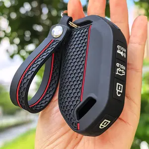 High-End Protective Key Case with keychain, Compatible with Certain for KIA Models, for Kia Sportage EV5 Remote Control Protective Cover - for Kia K5 Sonet Key Pouch - Shockproof And Wear-Resistant - Made of Silicone - Precisely Fitted And Colorfast