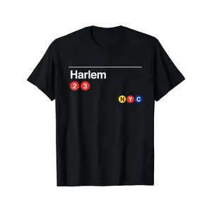 HARLEM New York City NYC 2 3 Subway Line T-Shirt y2k  outfits  men time  tee  shirt  backwards demon slayer  merch double print oversize lightweight acid valentine gift Vintage Metalcore Graphic Streetwear Round Neck Shortsleeve Menswear Tshirt