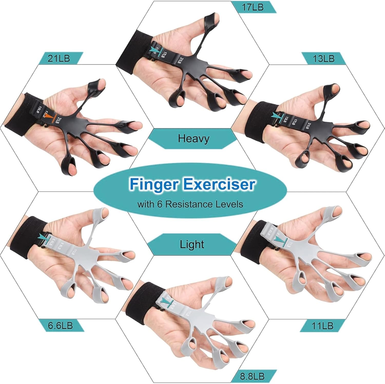 Mechanical Counting Grip Strength Trainer With Finger Exerciser For Muscle Building Hand Injury Recovery Rehabilitation Training