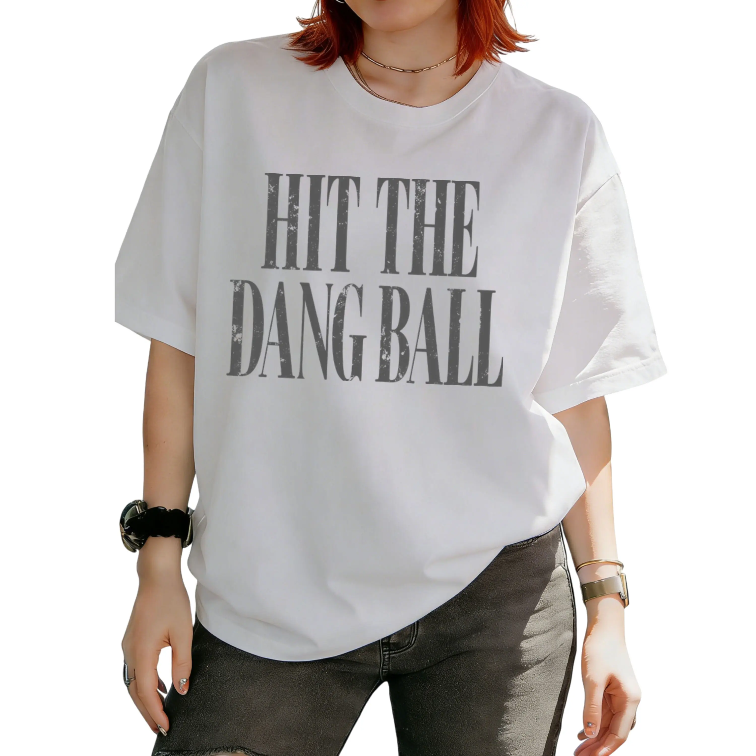 Hit the Dang Ball Baseball Shirt Tee Vintage Baseball Graphic Gameday T-Shirt