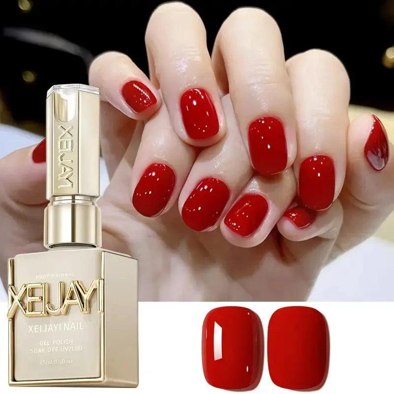 Xeijayi Frame Bottle No. 80, New Gel Polish UV Light Gel Nail Gel Bright High Saturation, Durable Autumn Winter Nail Art, Salon Quality for Women DIY Manicure Design