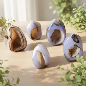 Colorful Blue Agate Crystal Cave Torch, Unique Home Décor for Office and Bedroom, Energy Boosting Gift for Valentine's Easter Thanksgiving Celebrations