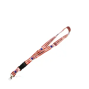 Puerto Rico Flag Keychain Lanyard Doble Sides with Clip Blue White Red Design