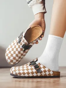 Bohemian Style Slip-On Mules, Textile Upper, Eva Sole, Round Toe, Wide Fit, All Seasons, Casual Sporty Shoes, Comfortable Daily Wear, Foot Clogs