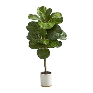Nearly Natural 3.5' Fiddle Leaf Artificial Treein Planter