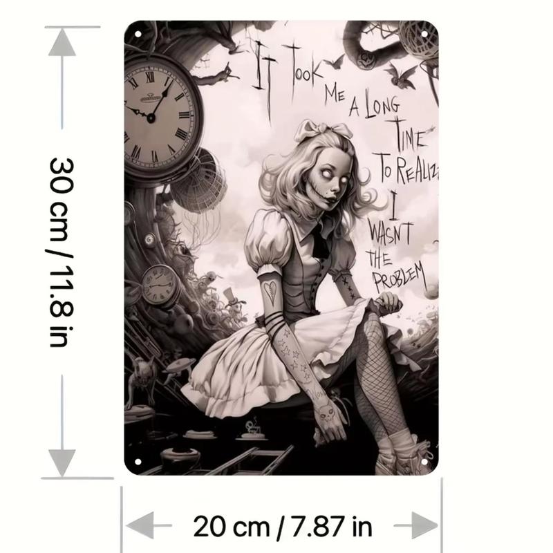 Vintage Alice in Wonderland Pattern Sign, Creative Wall Art, Wall Decor for Home Living Room Bedroom, Room Decor, Home Decor, Ornaments