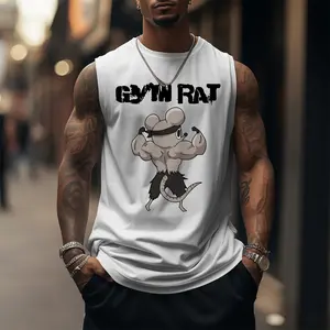 GYM RAT Unisex Summer outfits men streetwear 80s 90s graphic tees cotton Anime tank tops men gifts