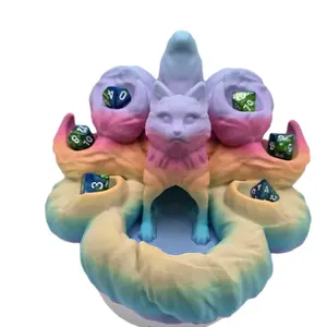 Rainbow Pastel Kitsune Dice Tower for D20s - Fair Rolls