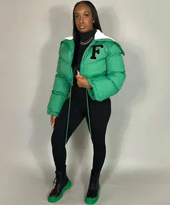 Kelly Green Cropped Puffer Jacket