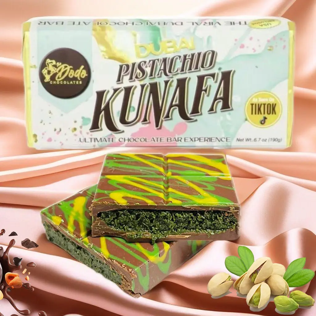 Hot selling Dubai Milk Chocolate Pistachio Kunafa Ultimate Chocolate Bar Experience Dessert Indulgence