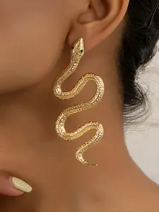 Punk Style Snake-Shaped Dangle Earrings for Women, Unique Party Jewelry Accessory, Trendy Daily Wear Fashion Statement Piece