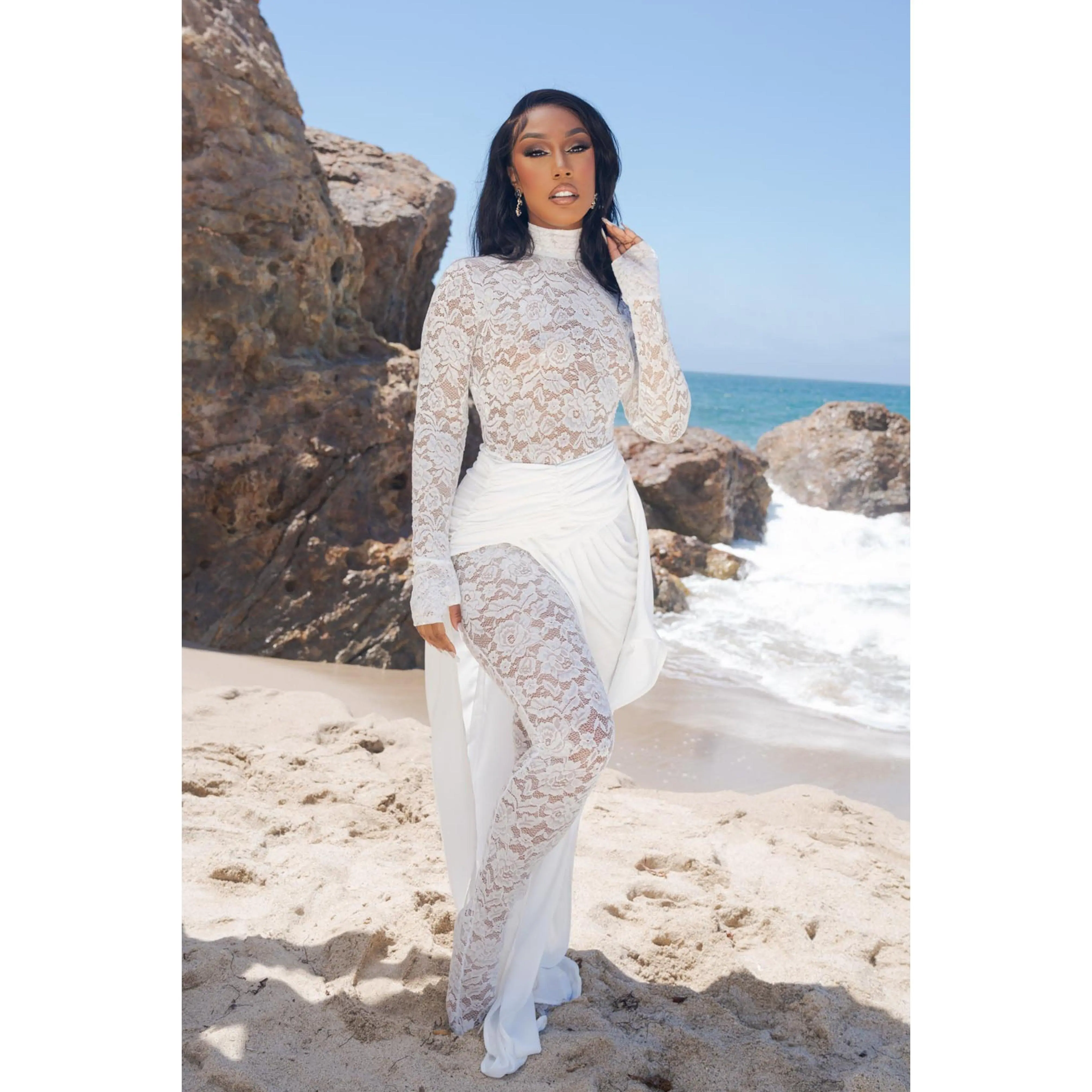 Fall in Love White Lace Catsuit