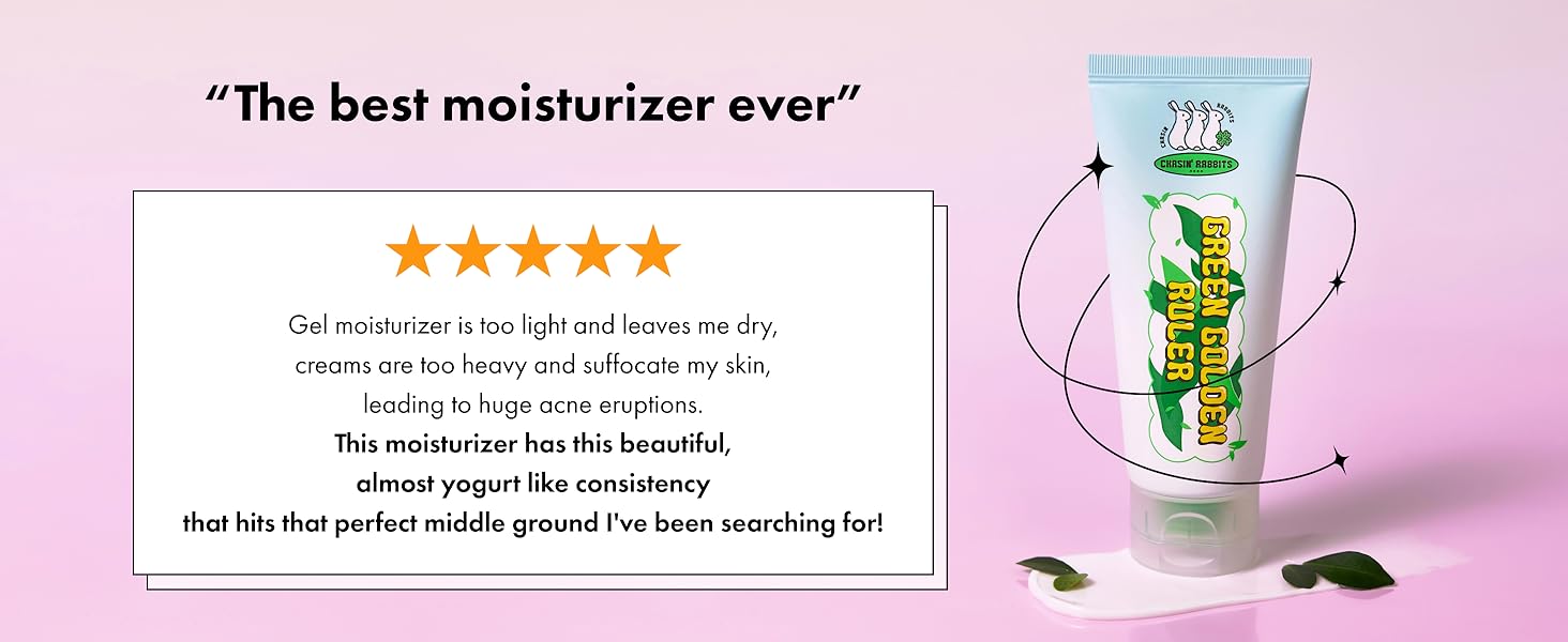 CHASIN' RABBITS Green Golden Ruler Cream | Vegan Intensive Moisturizing and Nourishing Face and Neck Moisturizer with Green Tea Extract and Probiotics | 75mL/2.53 fl. oz.