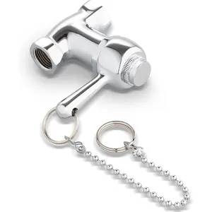 Chrome Self-Closing Shower Valve With Pull Chain - Durable Hardware Suitable for Both Indoor and Outdoor Bathroom Use