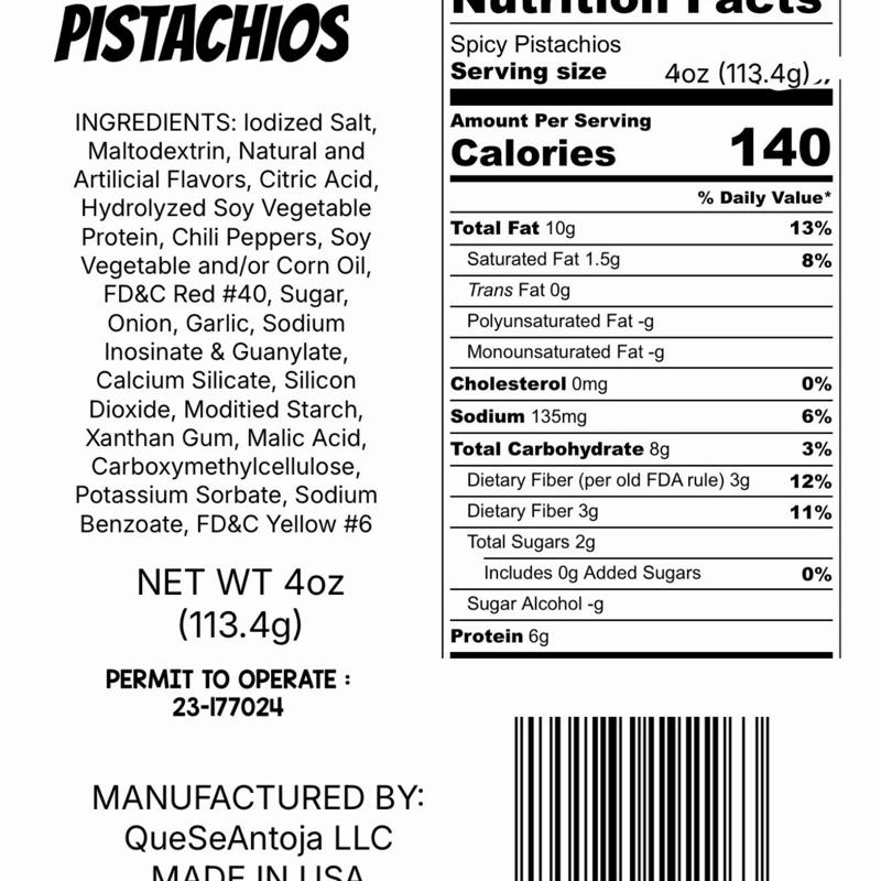 Pistachio Spicy Snack Bag 4oz - Perfect for Snacking