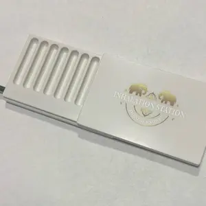 Inhalation Station White 7 Slot Storage Box with Built in 3” Slim Metal Straw