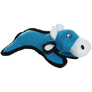Tuffy Dog Toys Kelvin the Cow Jr Durable Plush Dog Toy  - Triple-Stitched with Squeaker for Fun Indoor Play - Large 12" x 5.5" x 3.5" - Washable & Floats