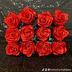 Red handmade satin roses