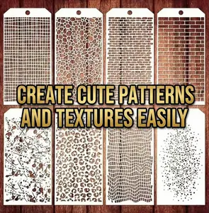 8 Pieces Stencils for Crafts, Leopard Brick Dot Layering Stencils Mixed Media Texture Stencils for Coloring Books or Painting on Card Making Canvas DIY Crafts Paper (8 Layering)