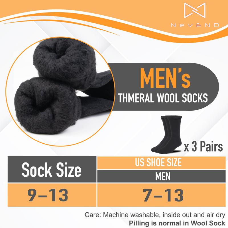Men's Thermal Winter Crew Socks - 3/6 Pairs for Cold Weather Outdoor Work Activities Hiking Running - Underwear, Menswear